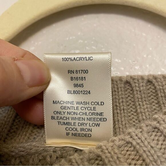 Blair Shaker Stitch Dolman Sweater crew neck short sleeve beige tan size M - Picture 7 of 8